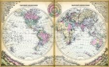 Western Hemisphere, Eastern Hemisphere, Maine State Atlas 1884